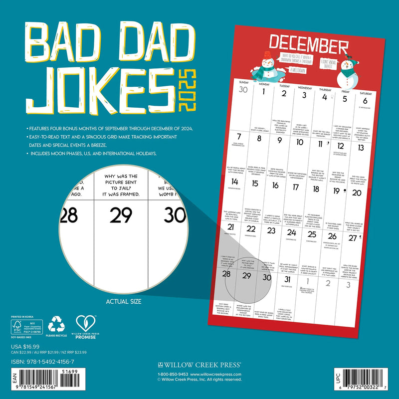 Bad Dad Jokes 2025 Wall Calendar