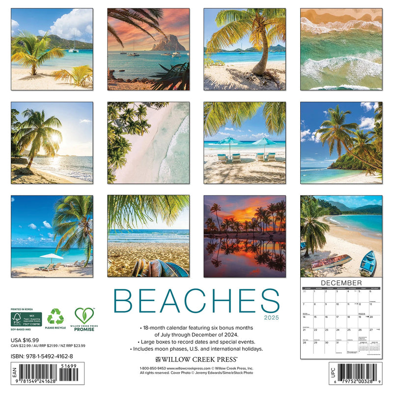 Beaches 2025 Wall Calendar