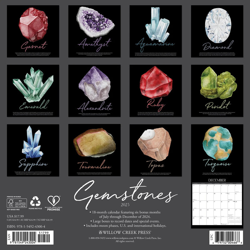 Gemstones 2025 Wall Calendar