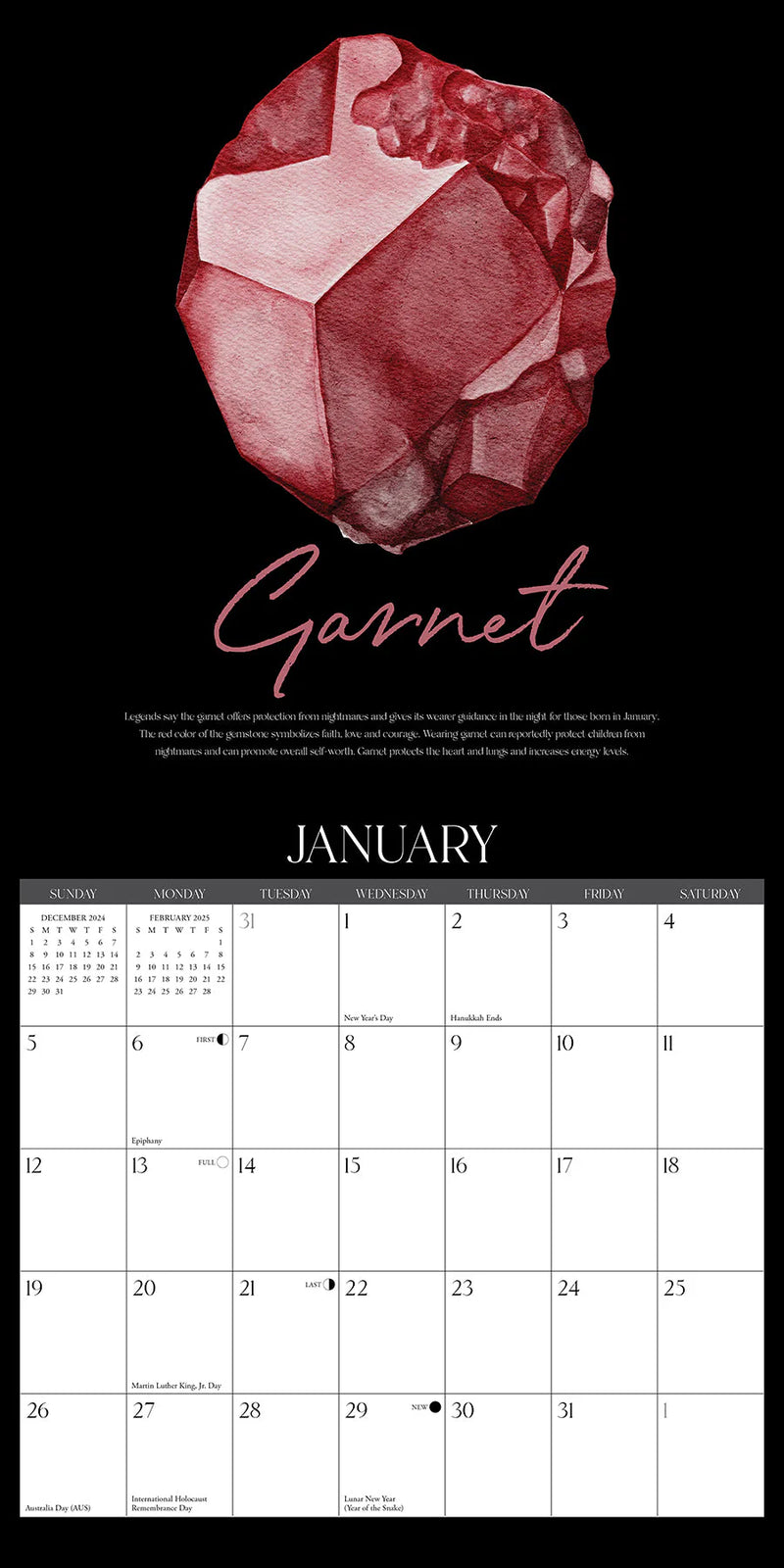 Gemstones 2025 Wall Calendar