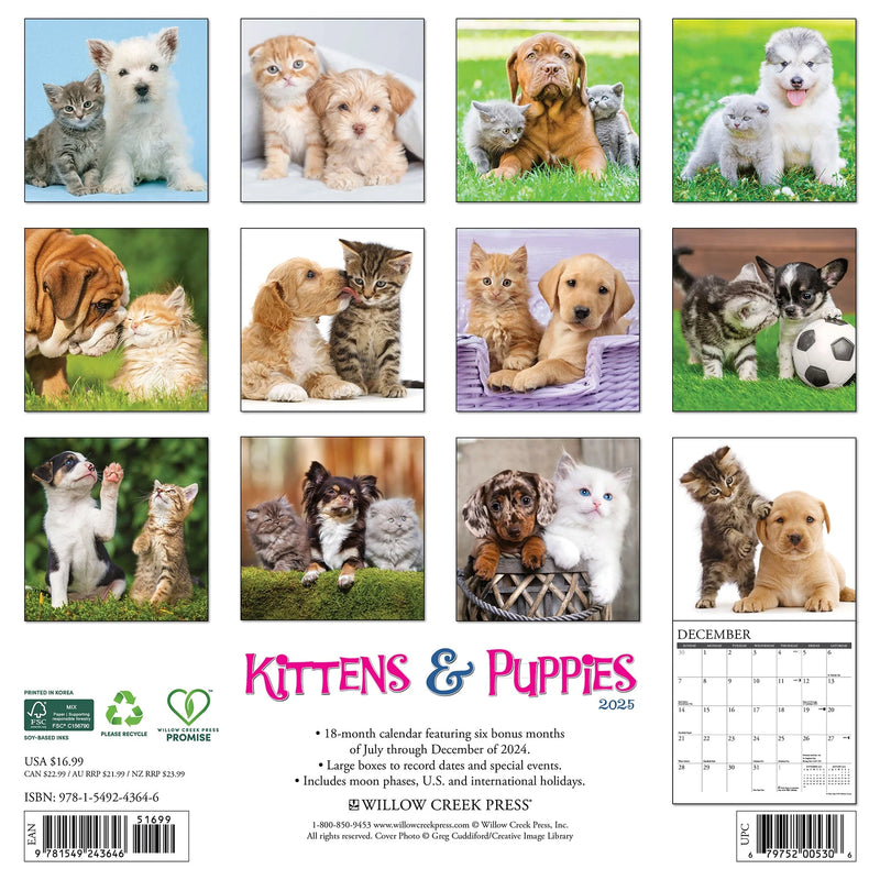 Kittens & Puppies 2025 Wall Calendar