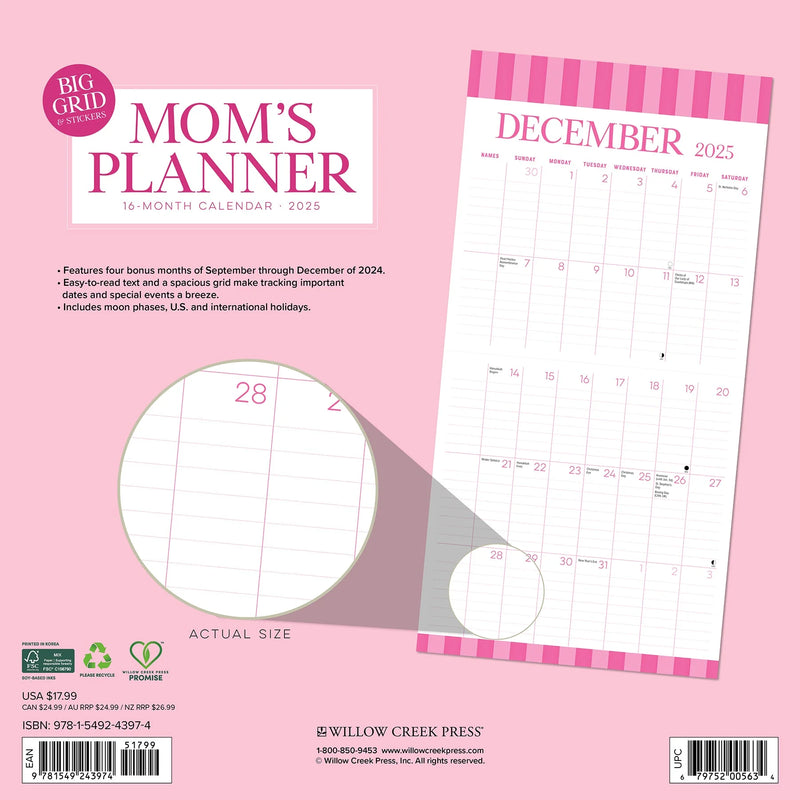 Mom's Planner Calendar 2025 Wall Calendar