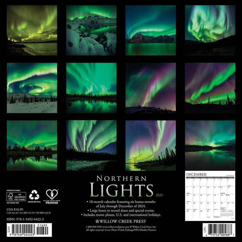 Northern Lights 2025 Wall Calendar