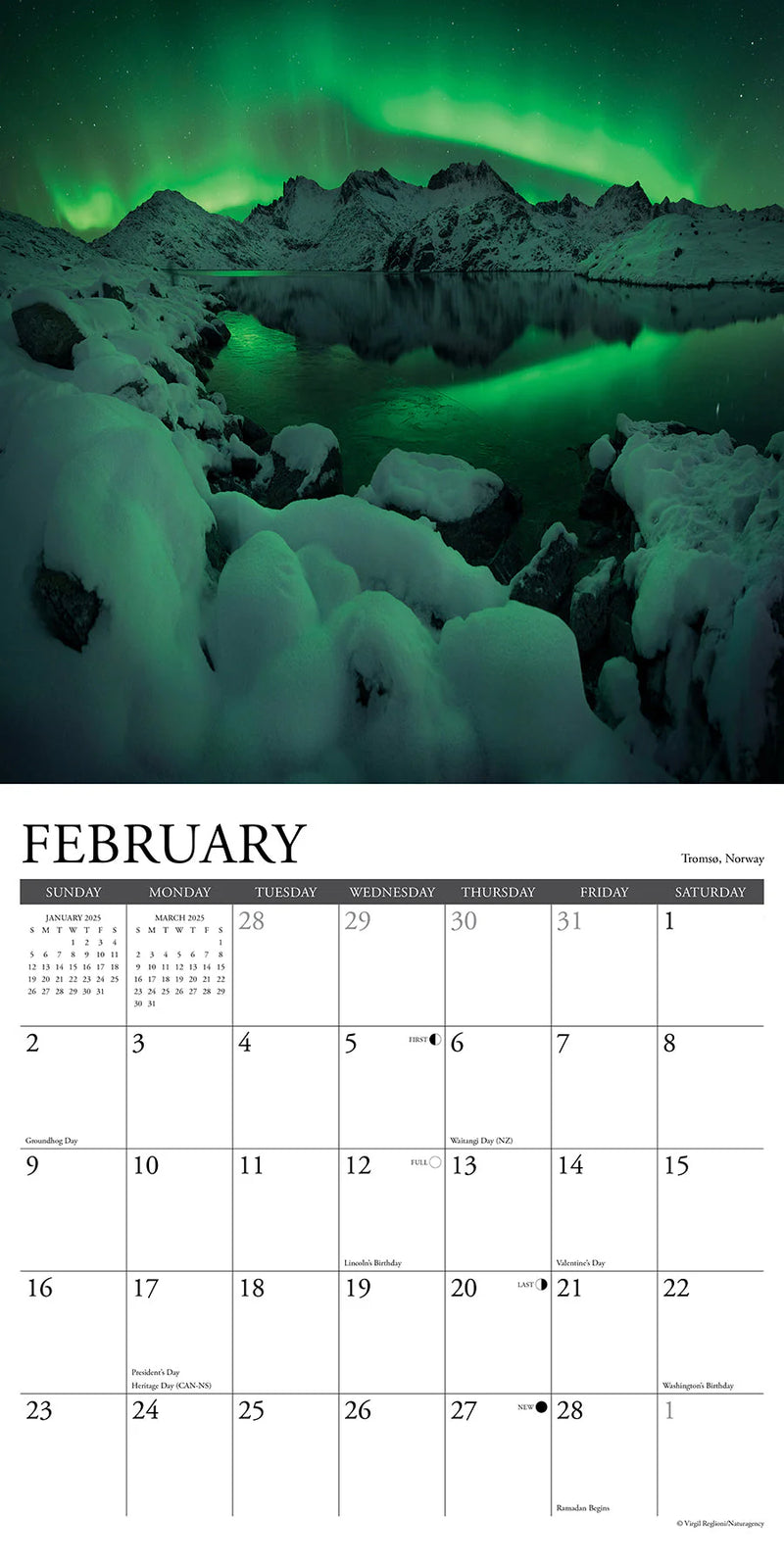 Northern Lights 2025 Wall Calendar