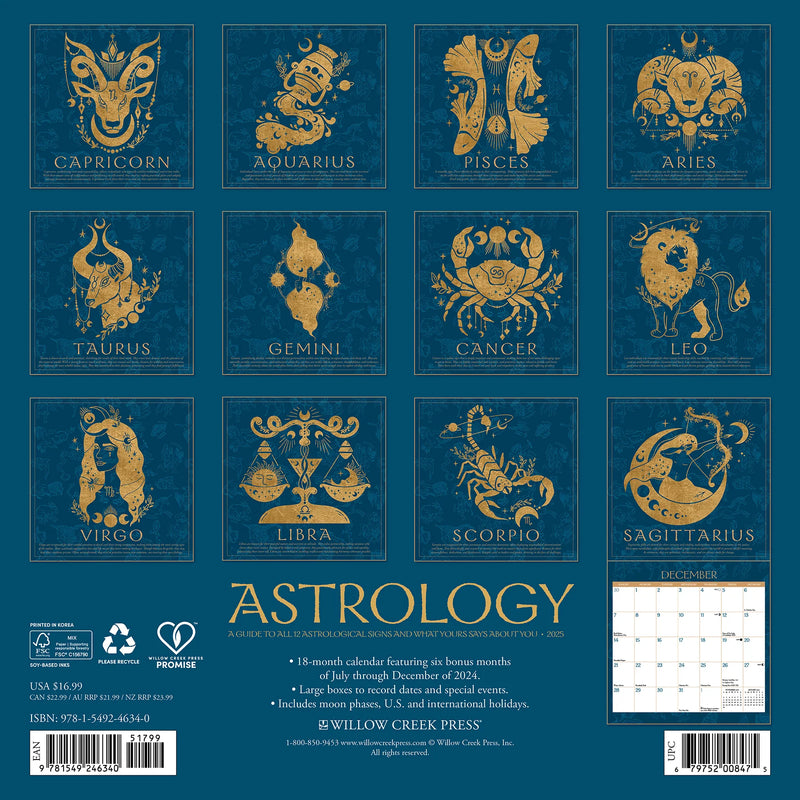 Astrology 2025 Wall Calendar