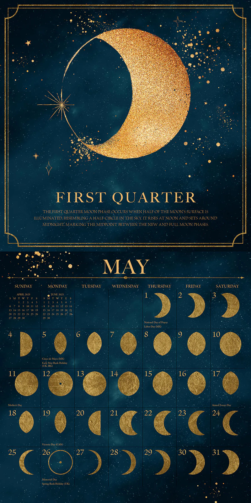 Moon Magic 2025 Wall Calendar