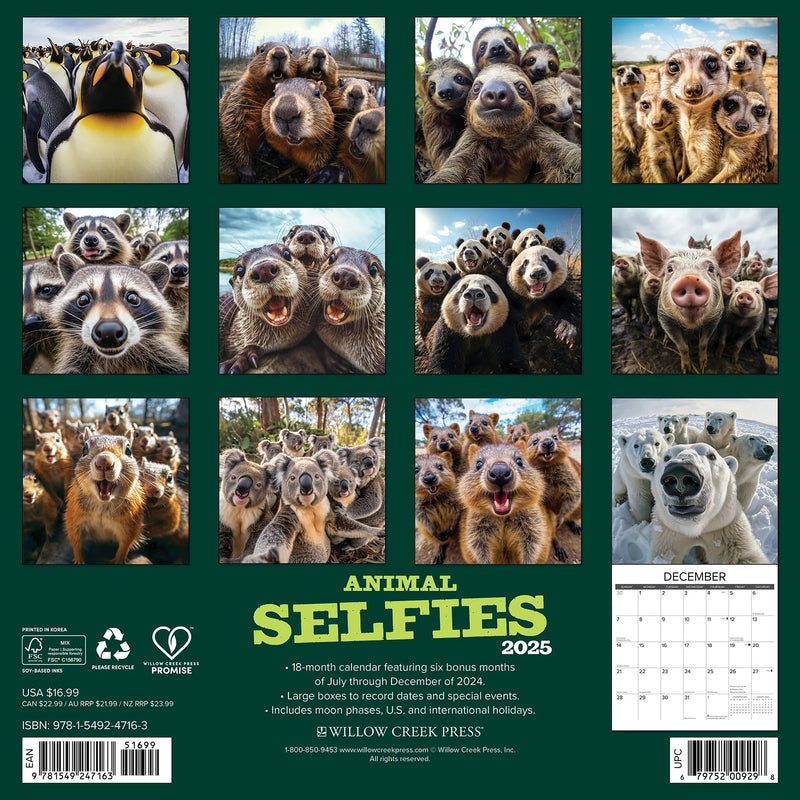 Animal Selfies 2025 Wall Calendar