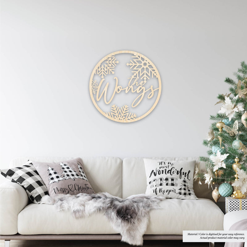 Customizable Winter Snow Family Christmas Sign