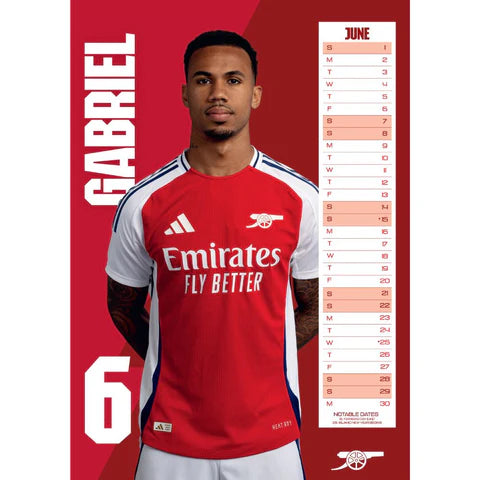 Arsenal FC 2025 A3 Wall Calendar