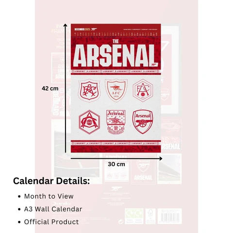 Arsenal FC 2025 A3 Deluxe Calendar