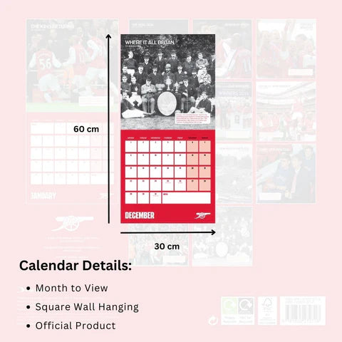 Arsenal FC Legends 2025 Square Calendar