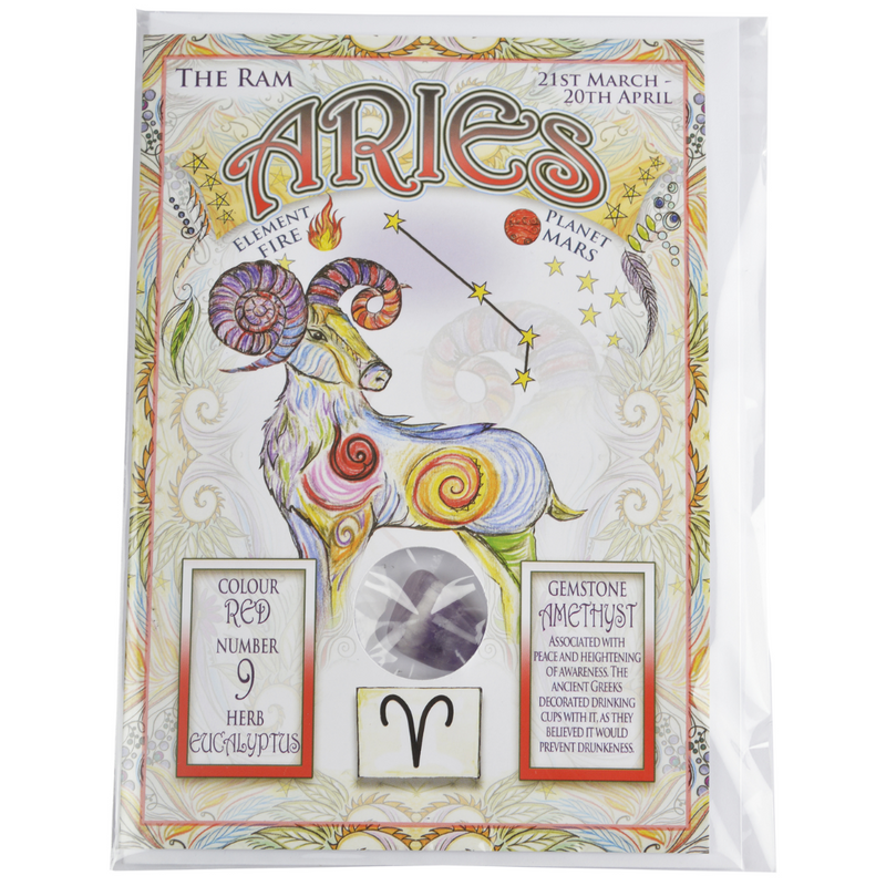 Zodiac Cards with Gemstones - Aries