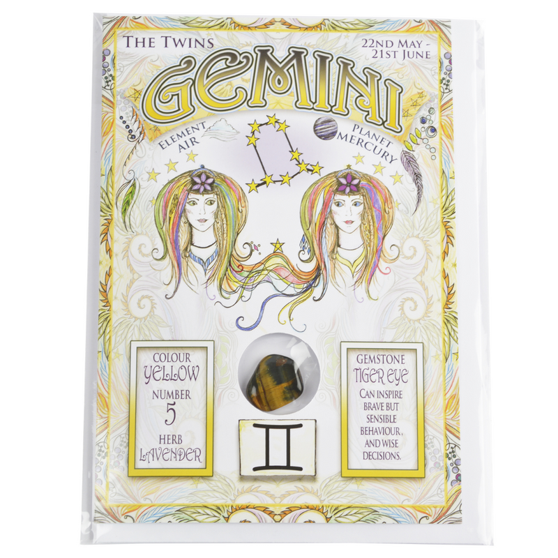 Zodiac Cards with Gemstones - Gemini