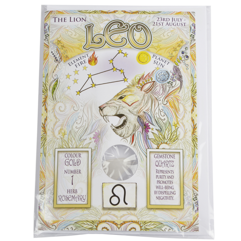 Zodiac Cards with Gemstones - Leo