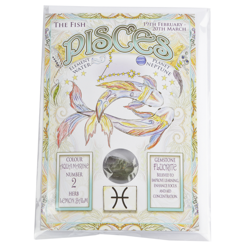 Zodiac Cards with Gemstones - Pisces