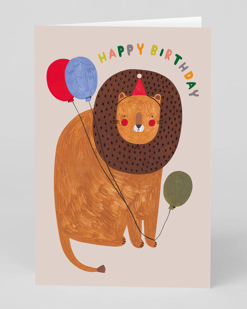 Balloons and Lion Birthday Card