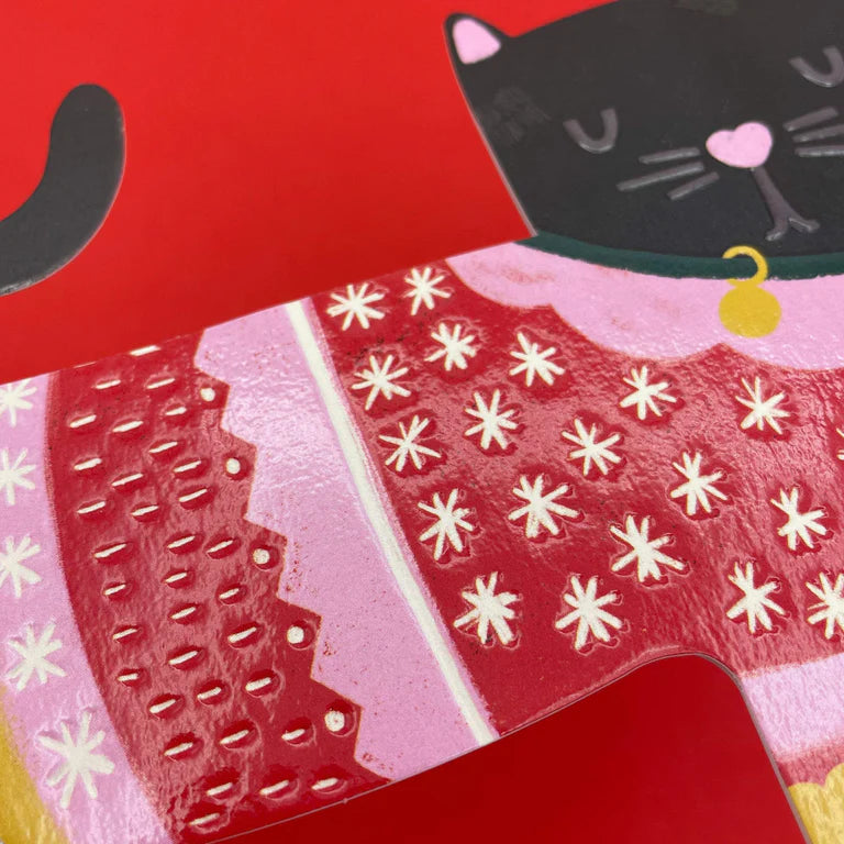 Black Cat In Christmas Jumper Card