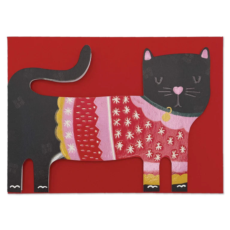 Black Cat In Christmas Jumper Card