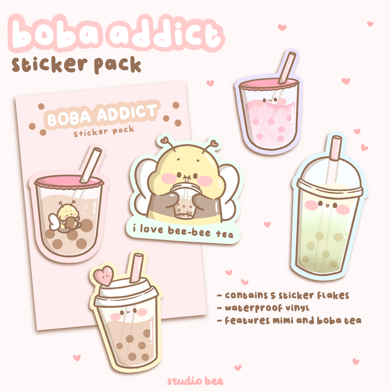 Boba Addict Sticker Pack (5 pcs)