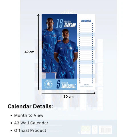 Chelsea FC 2025 A3 Wall Calendar