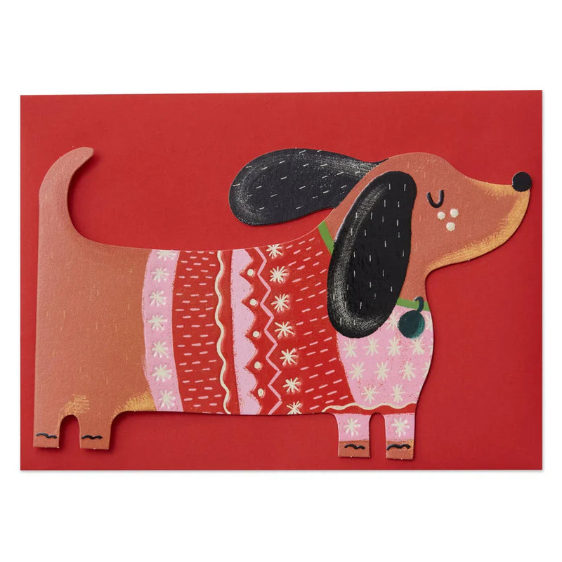 Dachshund Dog In Christmas Jumper Card