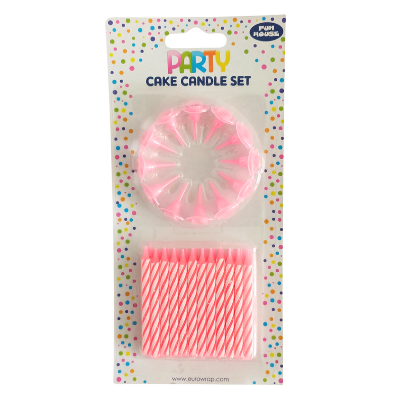 Birthday Cake Candle & Holder Set - Pink