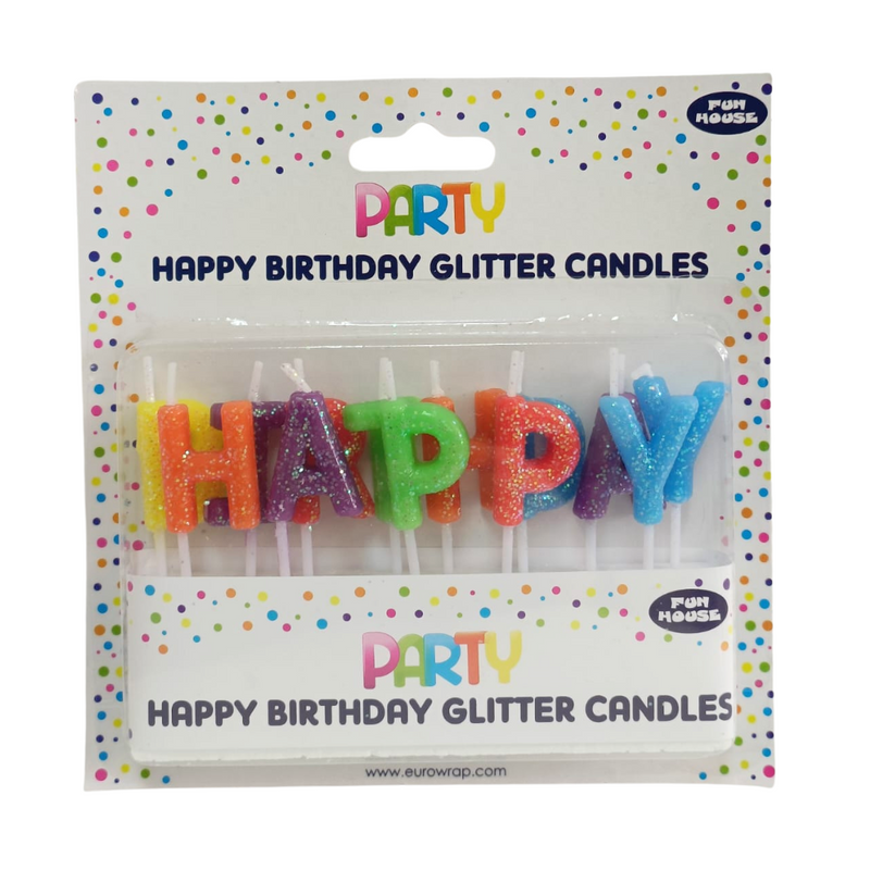 Happy Birthday Letter Candles - Glitter Rainbow