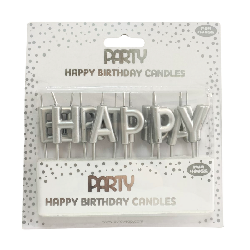 Happy Birthday Letter Candles - Sliver Metallic