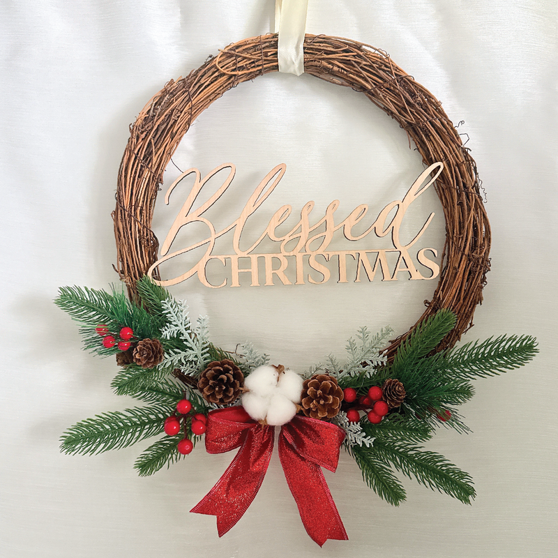 Customizable Festive Charm Half-Wreath