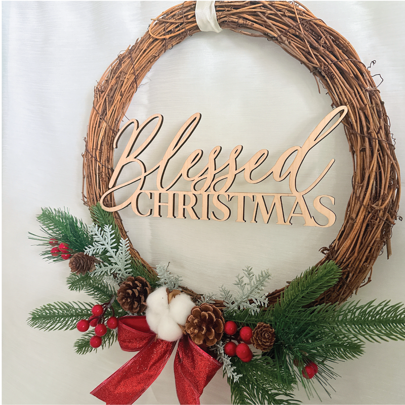 Customizable Festive Charm Half-Wreath