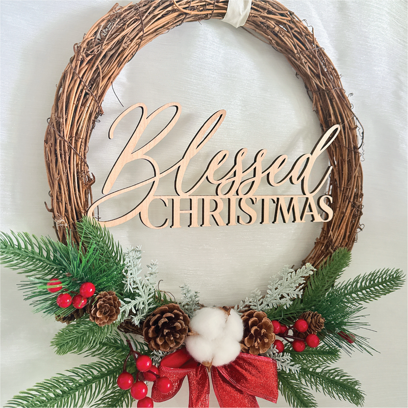 Customizable Festive Charm Half-Wreath