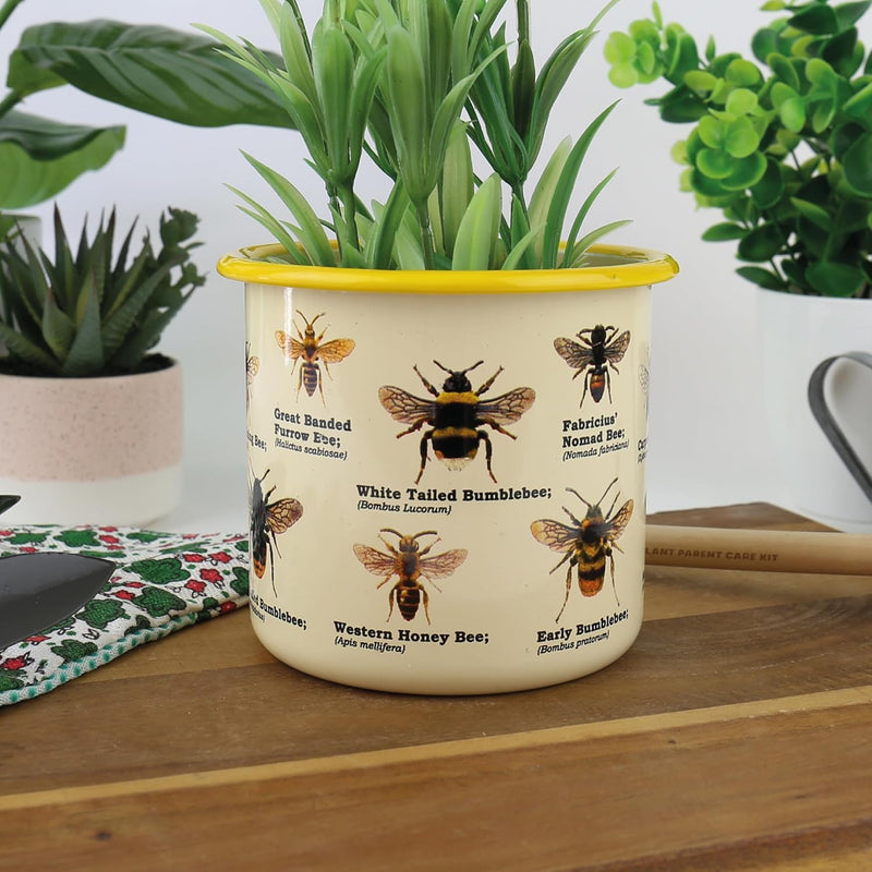 Enamel Plant Pot - Bee