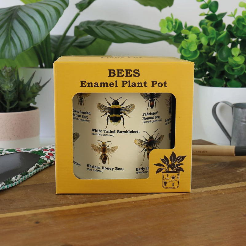 Enamel Plant Pot - Bee