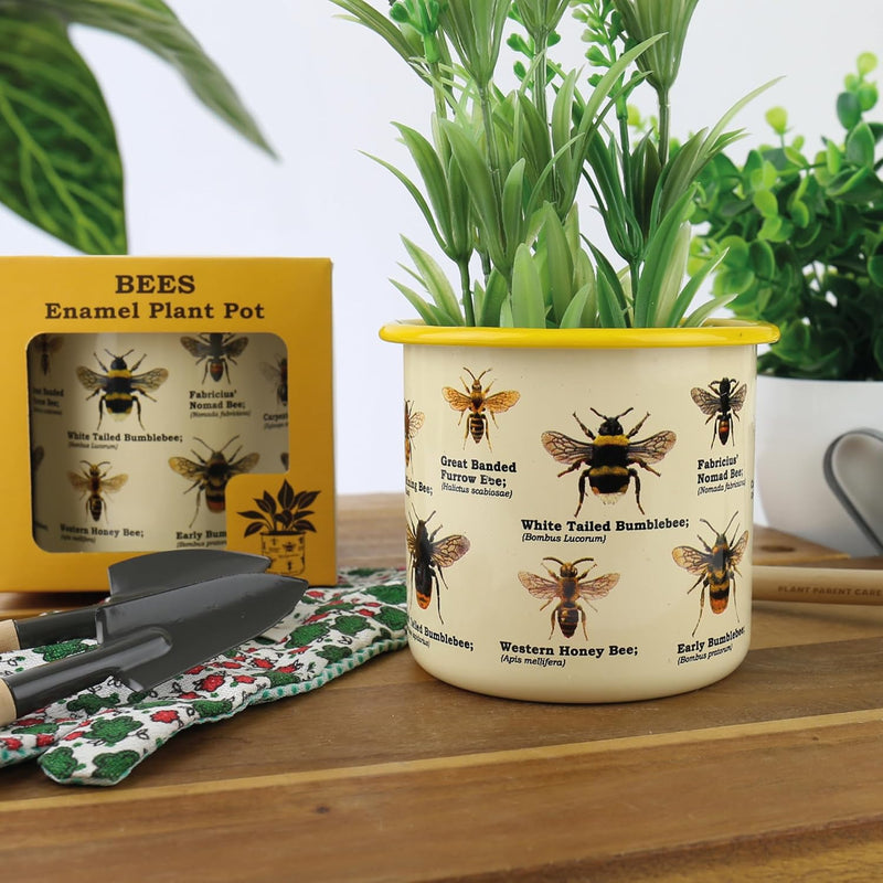 Enamel Plant Pot - Bee