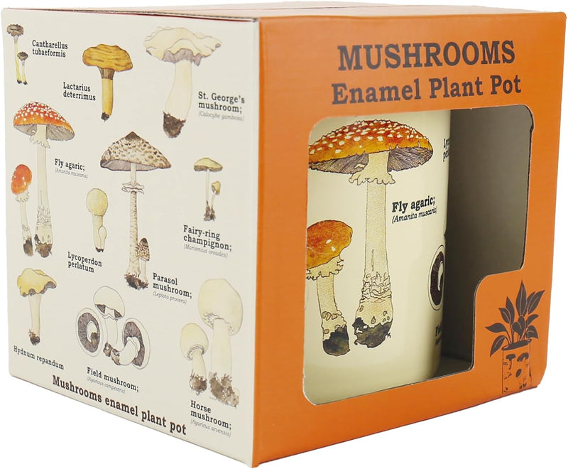 Enamel Plant Pot - Mushrooms