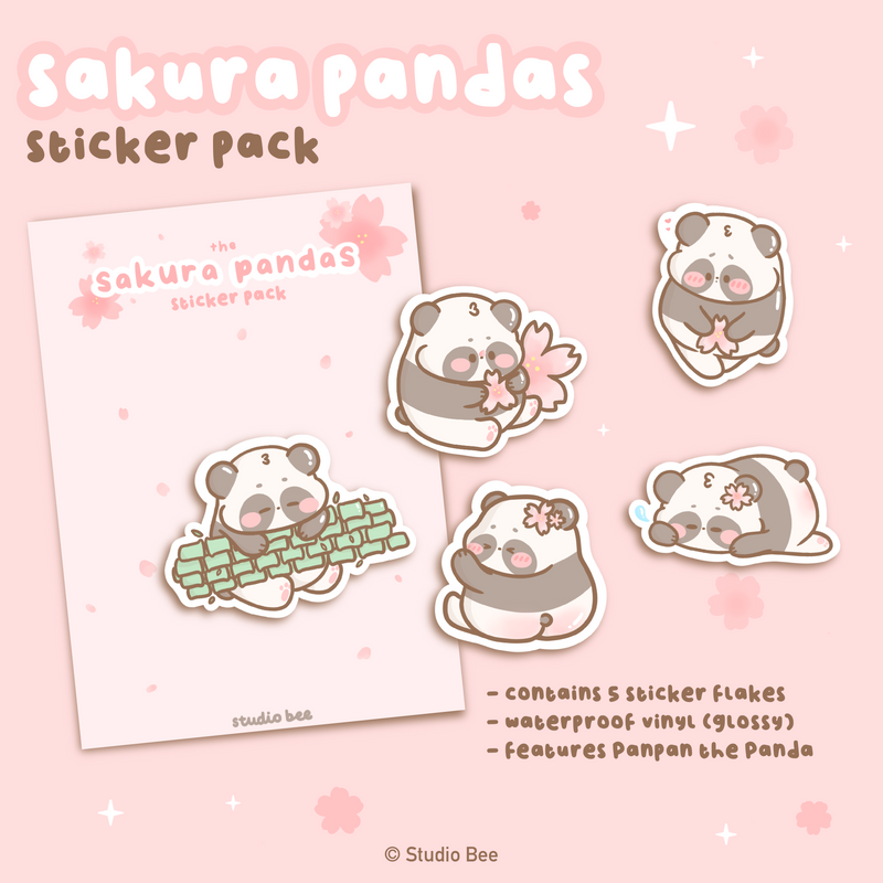 Sakura Panda Sticker Pack (5 pcs)