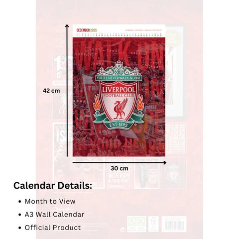 Liverpool FC 2025 A3 Deluxe Calendar