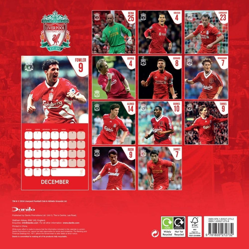 Liverpool FC Legends 2025 Square Calendar