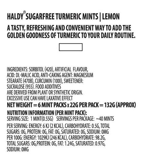 Sugarfree Turmeric Mints Lemon (6 Pack)