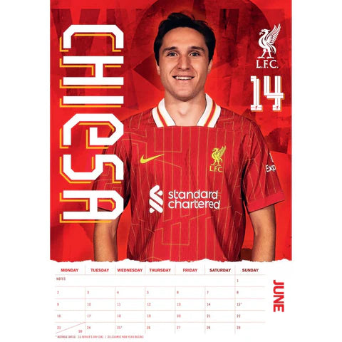 Liverpool FC 2025 A3 Wall Calendar - Plastic Free