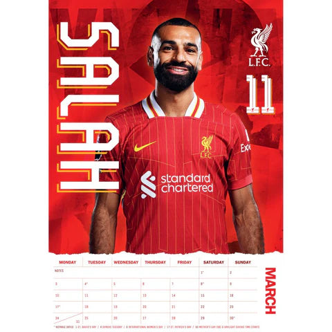 Liverpool FC 2025 A3 Wall Calendar - Plastic Free