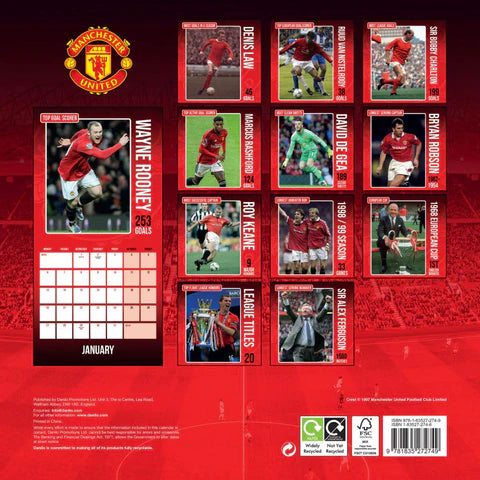 Manchester United FC Legends 2025 Square Calendar