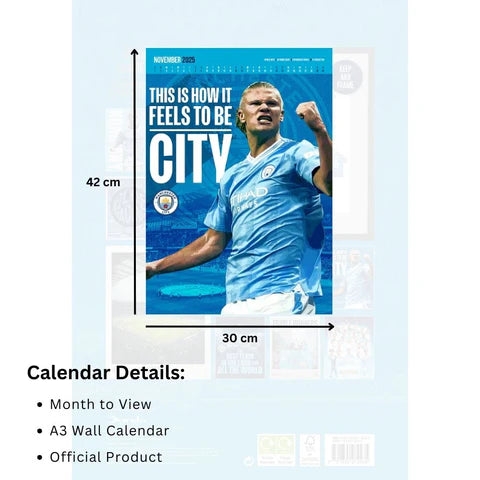 Manchester City FC 2025 A3 Deluxe Calendar