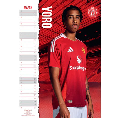 Manchester United FC 2025 A3 Wall Calendar