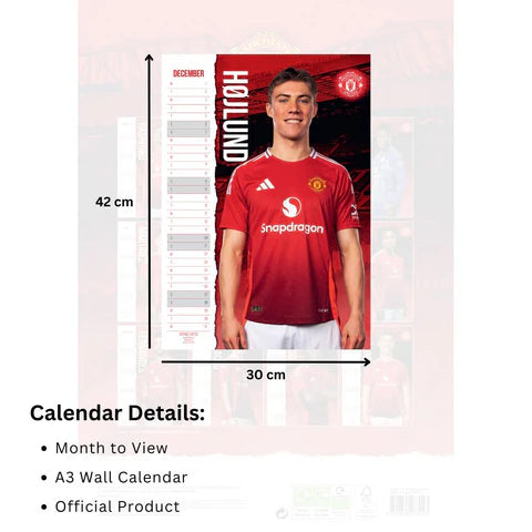 Manchester United FC 2025 A3 Wall Calendar