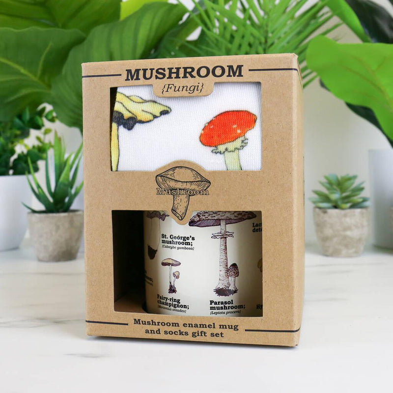 Mug & Socks Gift Set - Mushroom Enamel