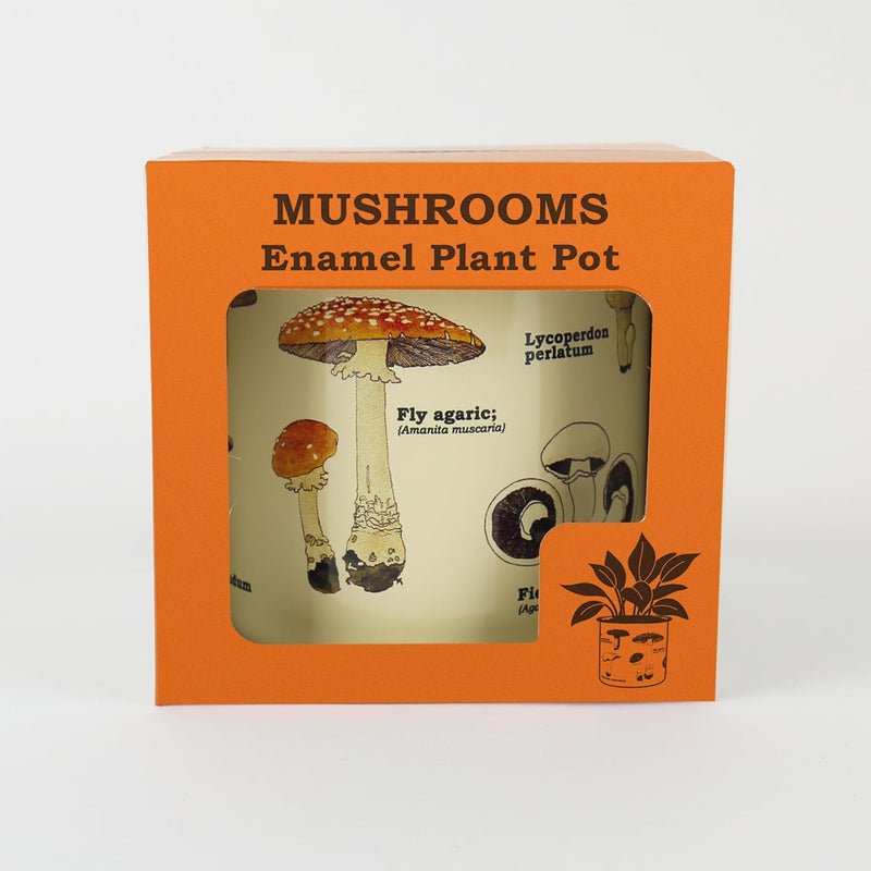 Enamel Plant Pot - Mushrooms