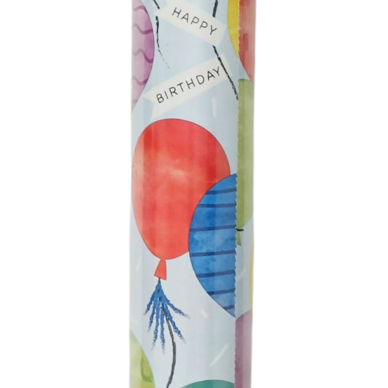 2.5 Metres Happy Birthday Giftwrap - Text & Balloons