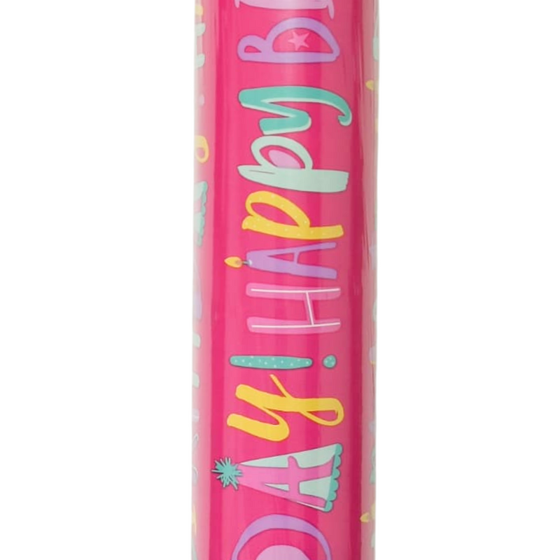 2.5 Metres Happy Birthday Giftwrap - Text & Balloons