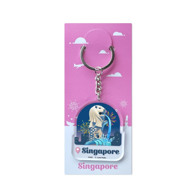 Singapore Keychain - Singapore Merlion's Nighttime Glow